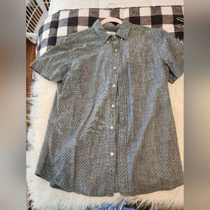 Sonoma Gray Casual Button Down Shirt Lightweight Cotton